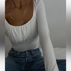 Princess Polly Long Sleeve White Bodysuit